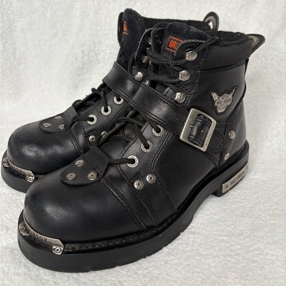 Harley-Davidson Brake Buckle Black Leather Motorcycle Boots - Picture 3 of 15